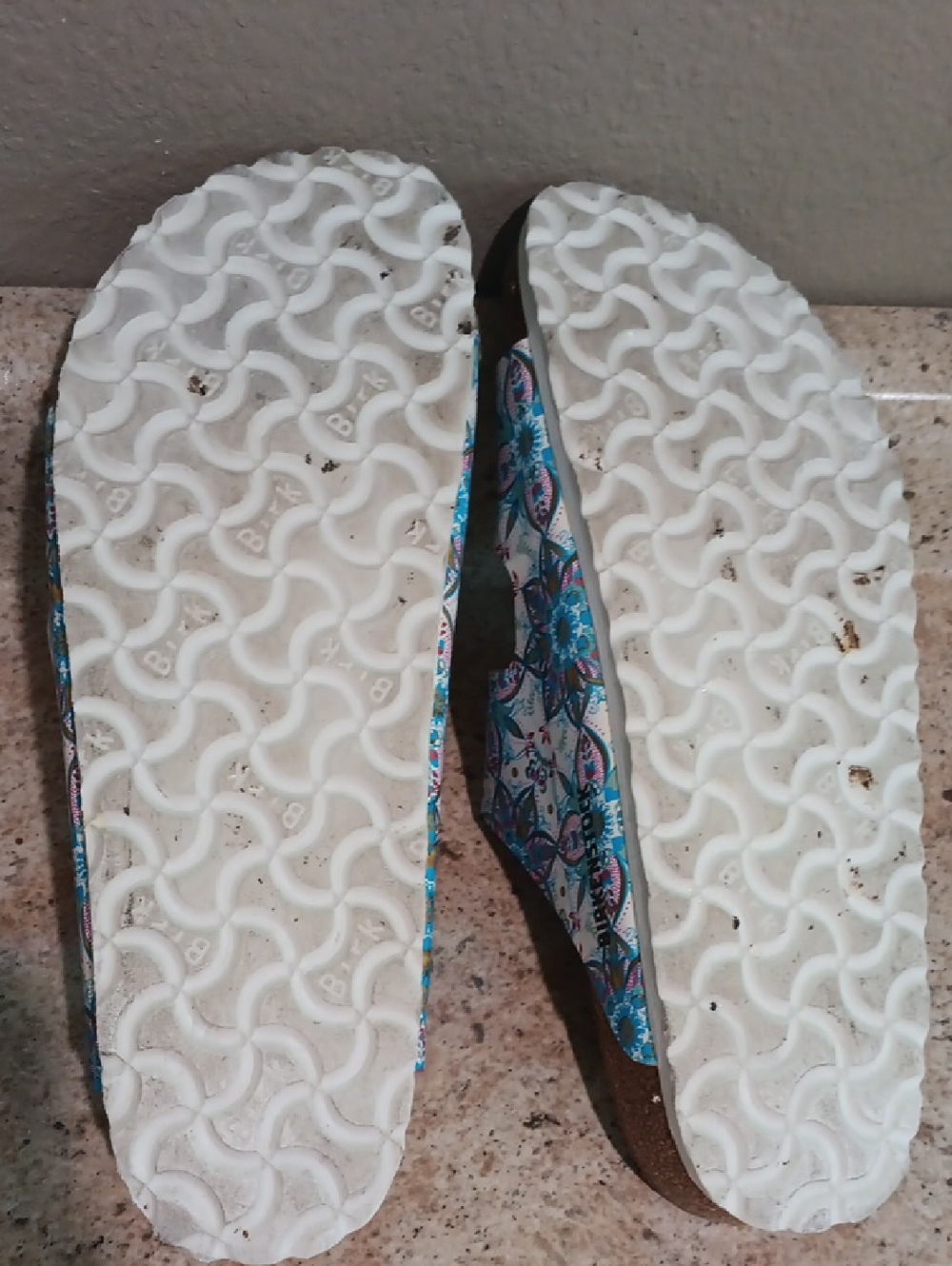 Birkenstock Arizona Floral Boho Print White Teal Sandals W-9 - Picture 5 of 7